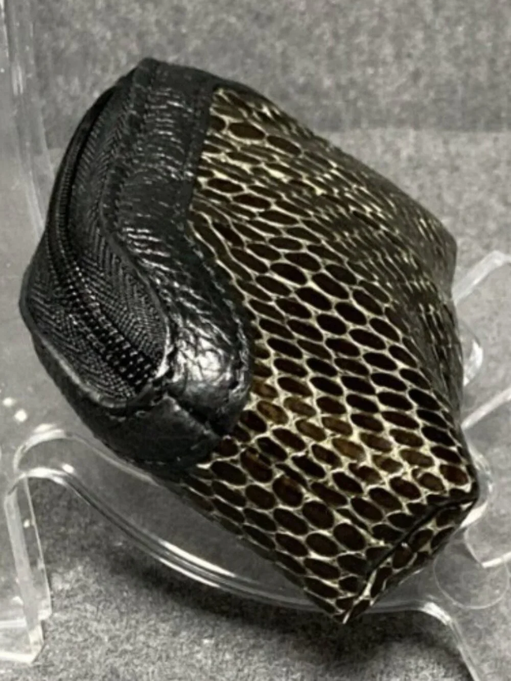 Brighton Black Brown Snakeskin Leather Coin Purse Zip Pouch Heart Vintage